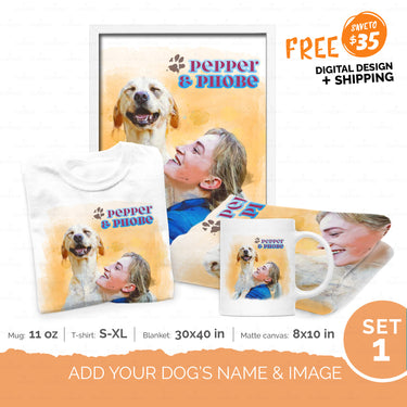 Personalized Gift Bundle - Portrait Sketching For Puppy Lovers - Premium Happy Ever After